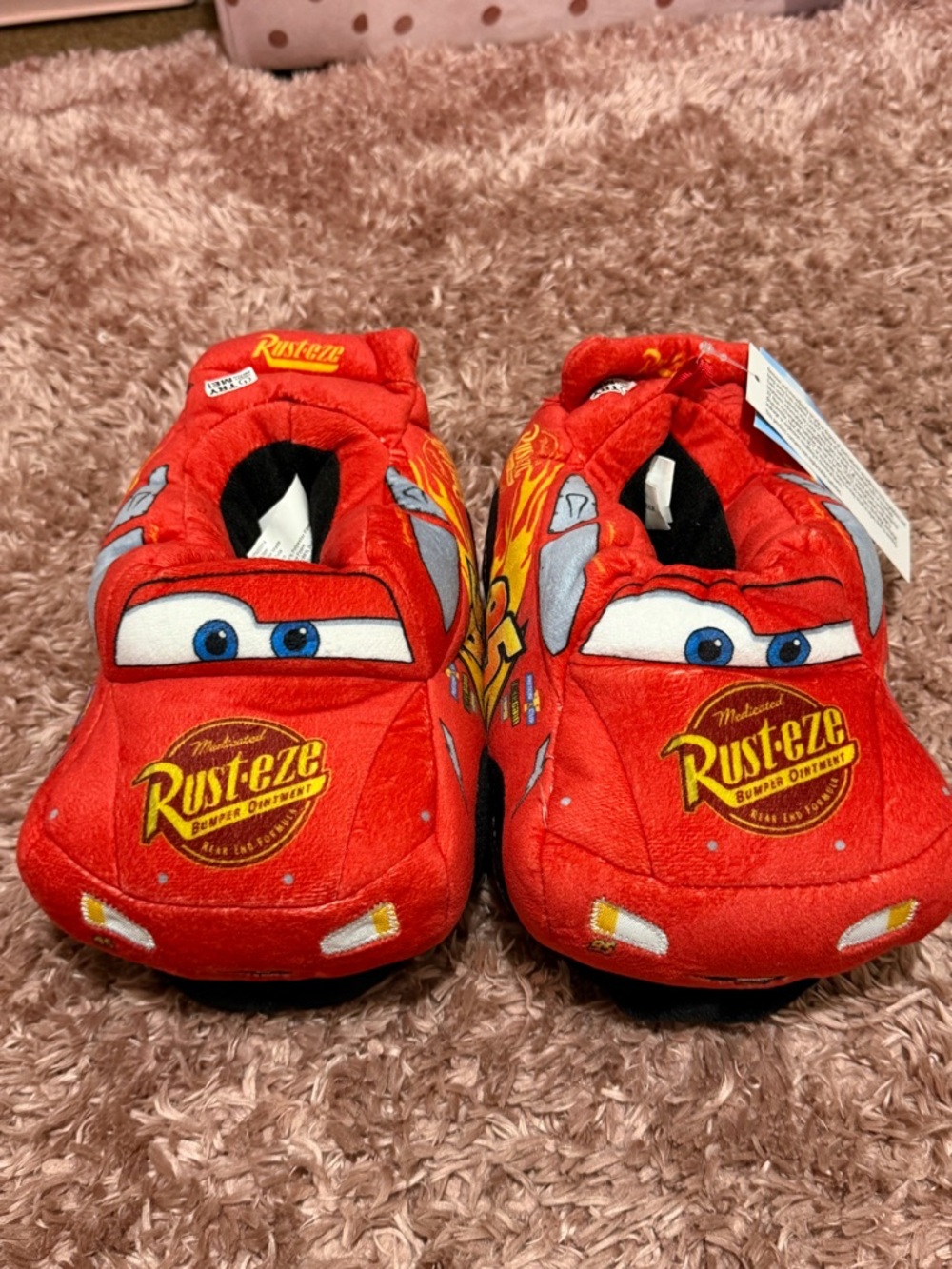 Lightning McQueen Red Plush Kids Slippers size 13/1